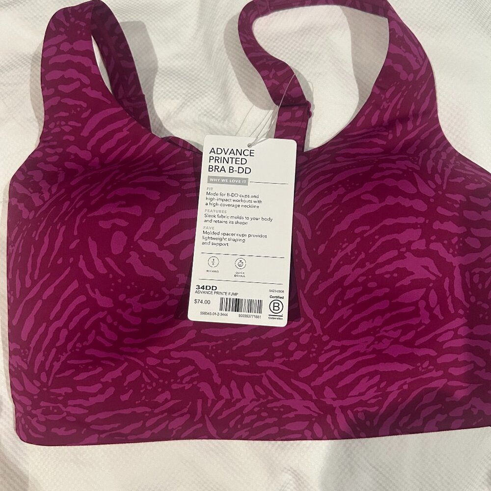 NWT Athleta Advance Prin Bra - 34DD